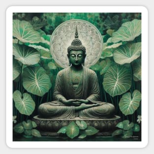 Houseplants Tropical Leaves Peaceful Buddha Meditation Yoga Zen Sticker